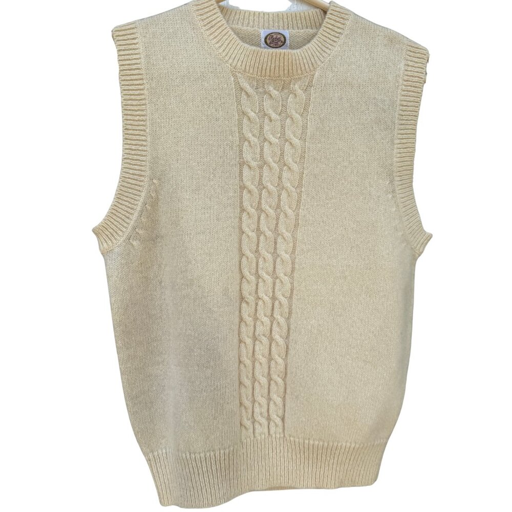 Cream/Ivory Men’s Small/Women’s Med/Large 100% Wool Sweater Vest - Made in Sri L
